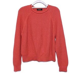 LAUREN RALPH LAUREN SWEATER WOMENS XL 100% COTTON‎ MOSS STITCH KNIT ROLLED NECK